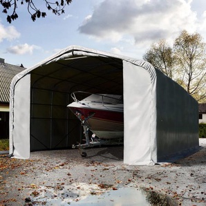 6x12m Zeltgarage, PRIMEtex-Plane, grau, mit Statik (Betonuntergrund) - (99449)