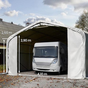 6x24m Zeltgarage, PRIMEtex-Plane, grau, mit Statik (Erduntergrund) - (99448)