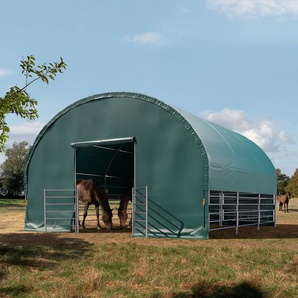 6x6m Weidezelt, PVC-Plane, dunkelgrün, Betonbefestigung - (330619)