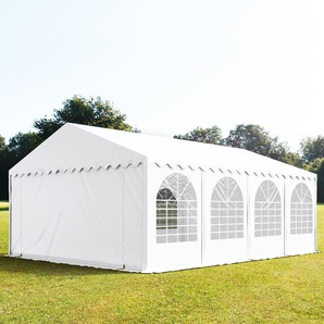 6x8m Partyzelt, PVC-Plane, weiß, mit Bodenrahmen - (7845)