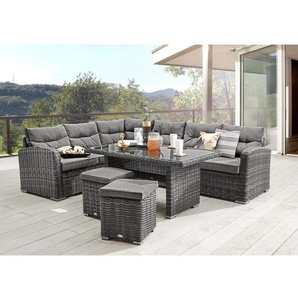 7-Sitzer Lounge-Set Dority aus Polyrattan mit Polster