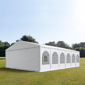 7x12m Partyzelt, PVC-Plane, weiß, mit Bodenrahmen - (7559)