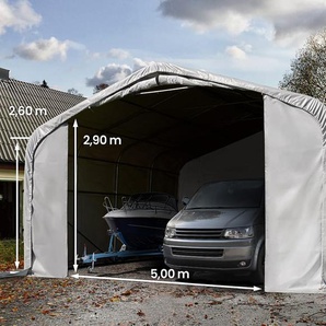 7x7m Zeltgarage, PVC-Plane, grau, mit Statik (Betonuntergrund) - (99455)