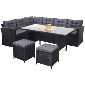 8-Sitzer Lounge-Set Castleford aus Polyrattan mit Polster