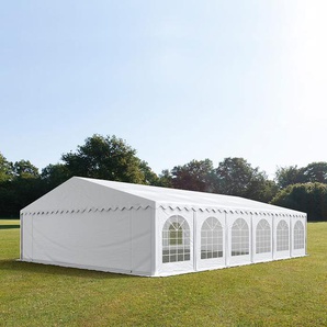 8x12m Partyzelt, PVC-Plane, weiß, mit Bodenrahmen - (7162)