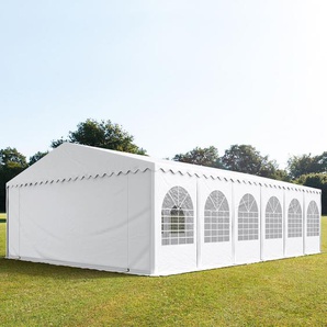 8x12m Partyzelt, PVC-Plane, weiß, mit Bodenrahmen - (7849)