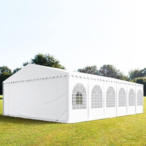 8x12m Partyzelt, PVC-Plane, weiß, mit Bodenrahmen - (7861)