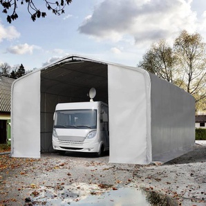 8x12m Zeltgarage, PRIMEtex-Plane, grau, mit Statik (Betonuntergrund) - (99463)