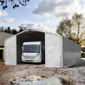 8x12m Zeltgarage, PVC-Plane, grau, mit Statik (Betonuntergrund) - (99469)