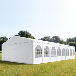 8x32m Partyzelt, PVC-Plane, weiß, mit Bodenrahmen - (49247)