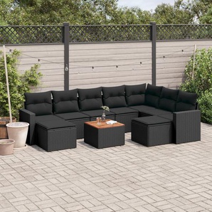 9-Sitzer Lounge-Set aus Polyrattan mit Polster