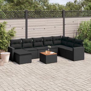 9-Sitzer Lounge-Set aus Polyrattan mit Polster