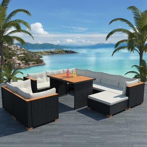 9-Sitzer Lounge-Set Jeneine aus Polyrattan mit Polster