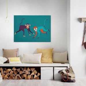 A.S. Création Leinwandbild monkey business, Kinder, Kunst, Tiere (1 St), Keilrahmen Bild Kunst Affen Bunt Leinwand-Bild Wohnzimmer modern Wand