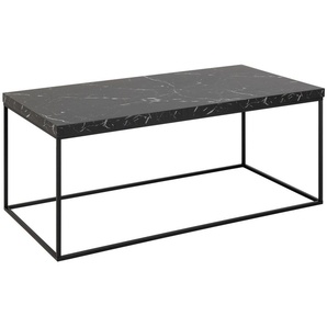 ACTONA GROUP Couchtisch Barossa Wohnzimmertisch, Sofatisch, Kaffeetisch, rechteckig, Steinoptik, schwarze Stahlbeine, Breite 110 cm