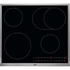 AEG Glaskeramikkochfeld, Schwarz, Edelstahl, Metall, Glas, 57.6x51.6 cm, Kindersicherung, Sicherheitsabschaltung, Hauptschalter, Bräterzone, Restwärmeanzeige je Kochzone, Kurzzeitwecker, Küchen, Küchenelektrogeräte, Kochfelder, Glaskeramik-Kochfelder