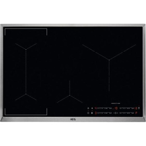 AEG Induktionskochfeld, Schwarz, Edelstahl, Metall, Glas, 76.6x51.6 cm, Kindersicherung, Sicherheitsabschaltung, Hauptschalter, Bräterzone, Restwärmeanzeige je Kochzone, Topferkennung, Kurzzeitwecker, Küchen, Küchenelektrogeräte, Kochfelder,