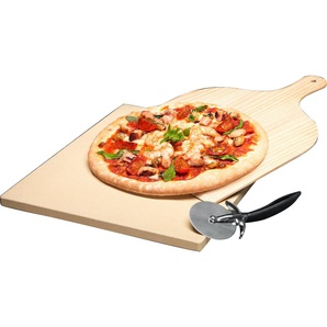 AEG Pizzastein A9OZPS1, (Set, 3-St., Pizza Set bestehend aus Pizza Stein, Holzbrett, Schneidewerkzeug)