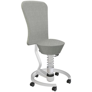 Aeris Bürohocker, Grau, Hellgrau, Metall, Textil, Rollen, C-Form, rund, 55x105.115x55 cm, Made in Germany, Oeko-Tex® Standard 100, AGR-geprüft, Arbeitszimmer, Bürostühle, Bürohocker