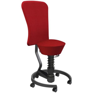 Aeris Bürohocker, Rot, Schwarz, Metall, Textil, Rollen, C-Form, rund, 55x105.115x55 cm, Made in Germany, Oeko-Tex® Standard 100, AGR-geprüft, Arbeitszimmer, Bürostühle, Bürohocker