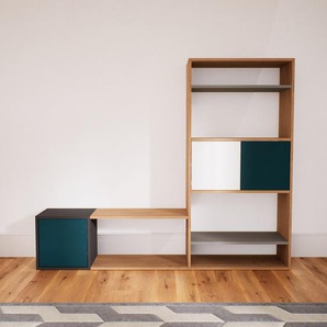 Aktenregal Blaugrün - Flexibles Büroregal: Türen in Blaugrün - Hochwertige Materialien - 190 x 156 x 34 cm, konfigurierbar