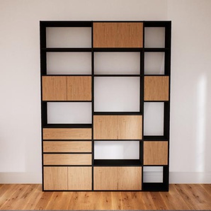 Aktenregal Eiche - Büroregal: Schubladen in Eiche & Türen in Eiche - Hochwertige Materialien - 190 x 252 x 34 cm, konfigurierbar