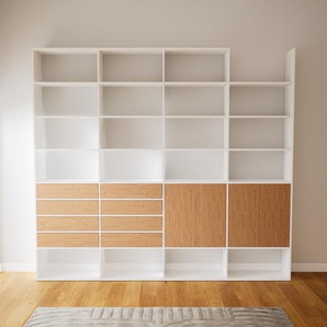 Aktenregal Eiche - Büroregal: Schubladen in Eiche & Türen in Eiche - Hochwertige Materialien - 300 x 271 x 34 cm, konfigurierbar