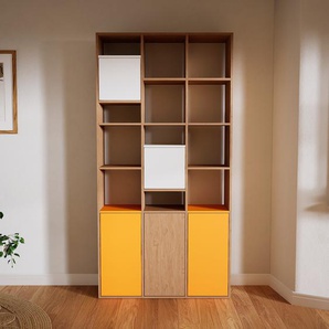 Aktenregal Eiche - Flexibles Büroregal: Türen in Gelb - Hochwertige Materialien - 118 x 232 x 34 cm, konfigurierbar