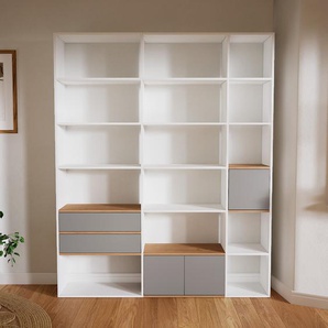 Aktenregal Grau - Büroregal: Schubladen in Grau & Türen in Grau - Hochwertige Materialien - 190 x 232 x 34 cm, konfigurierbar