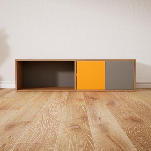 Aktenregal Grau - Flexibles Büroregal: Türen in Gelb - Hochwertige Materialien - 151 x 40 x 34 cm, konfigurierbar