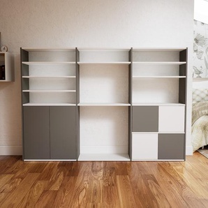Aktenregal Grau - Flexibles Büroregal: Türen in Grau - Hochwertige Materialien - 226 x 156 x 34 cm, konfigurierbar