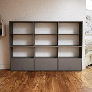 Aktenregal Grau - Flexibles Büroregal: Türen in Grau - Hochwertige Materialien - 226 x 156 x 34 cm, konfigurierbar
