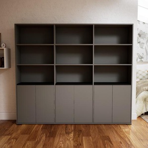 Aktenregal Grau - Flexibles Büroregal: Türen in Grau - Hochwertige Materialien - 226 x 196 x 34 cm, konfigurierbar