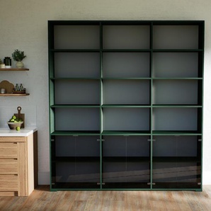 Aktenregal Hellgrau - Flexibles Büroregal: Türen in Kristallglas klar - Hochwertige Materialien - 226 x 234 x 34 cm, konfigurierbar