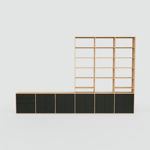 Aktenregal Schwarz - Büroregal: Schubladen in Schwarz & Türen in Schwarz - Hochwertige Materialien - 450 x 290 x 34 cm, konfigurierbar