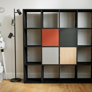 Aktenregal Schwarz - Flexibles Büroregal: Türen in Grau - Hochwertige Materialien - 156 x 156 x 34 cm, konfigurierbar