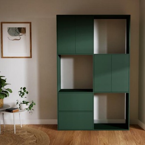 Aktenregal Waldgrün - Büroregal: Schubladen in Waldgrün & Türen in Waldgrün - Hochwertige Materialien - 151 x 232 x 47 cm, konfigurierbar