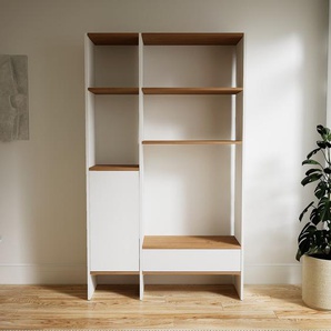 Aktenregal Weiß - Büroregal: Schubladen in Weiß & Türen in Weiß - Hochwertige Materialien - 115 x 194 x 34 cm, konfigurierbar