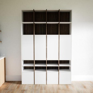 Aktenregal Weiß - Büroregal: Schubladen in Weiß & Türen in Weiß - Hochwertige Materialien - 156 x 232 x 34 cm, konfigurierbar