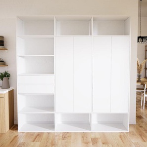 Aktenregal Weiß - Büroregal: Schubladen in Weiß & Türen in Weiß - Hochwertige Materialien - 226 x 232 x 47 cm, konfigurierbar