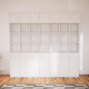 Aktenregal Weiß - Büroregal: Schubladen in Weiß & Türen in Weiß - Hochwertige Materialien - 272 x 252 x 34 cm, konfigurierbar