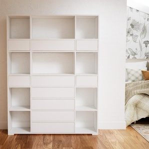 Aktenregal Weiß - Flexibles Büroregal: Schubladen in Weiß - Hochwertige Materialien - 154 x 196 x 34 cm, konfigurierbar