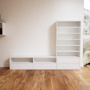 Aktenregal Weiß - Flexibles Büroregal: Schubladen in Weiß - Hochwertige Materialien - 226 x 156 x 34 cm, konfigurierbar