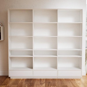 Aktenregal Weiß - Flexibles Büroregal: Schubladen in Weiß - Hochwertige Materialien - 226 x 200 x 34 cm, konfigurierbar