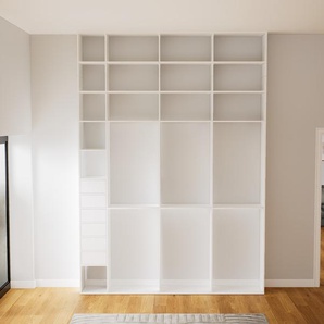 Aktenregal Weiß - Flexibles Büroregal: Schubladen in Weiß - Hochwertige Materialien - 264 x 348 x 34 cm, konfigurierbar