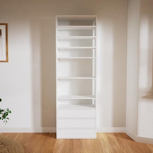Aktenregal Weiß - Flexibles Büroregal: Schubladen in Weiß - Hochwertige Materialien - 77 x 232 x 34 cm, konfigurierbar