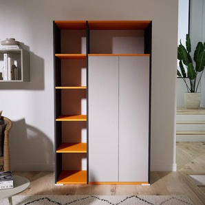 Aktenregal Weiß - Flexibles Büroregal: Türen in Hellgrau - Hochwertige Materialien - 115 x 196 x 47 cm, konfigurierbar