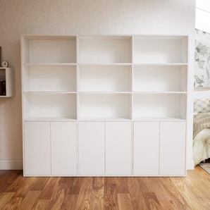 Aktenregal Weiß - Flexibles Büroregal: Türen in Weiß - Hochwertige Materialien - 226 x 194 x 34 cm, konfigurierbar