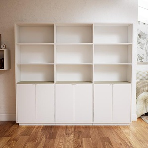 Aktenregal Weiß - Flexibles Büroregal: Türen in Weiß - Hochwertige Materialien - 226 x 200 x 34 cm, konfigurierbar
