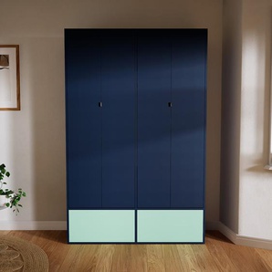 Aktenschrank Blau - Büroschrank: Schubladen in Mint & Türen in Blau - Hochwertige Materialien - 151 x 232 x 47 cm, Modular